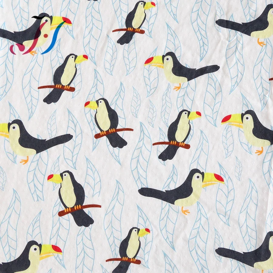 Custom digital printing on 100% rayon woven jacquard fabric cartoon pattern for dress and garment