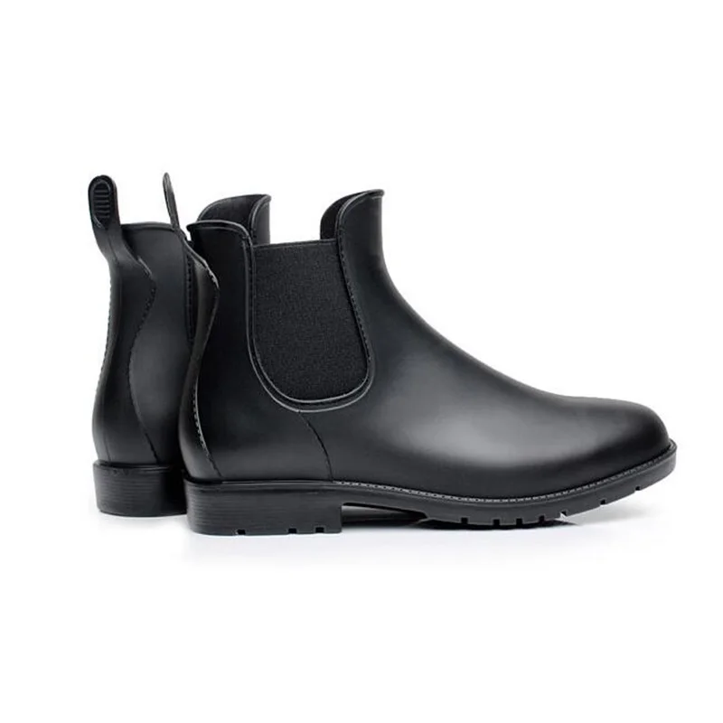 Classic Black Customized Women Rubber Rain Boots Factory Cheap Waterproof Elasticated Ankle Rubber Rain Shoes Ladies Sex Shoes
