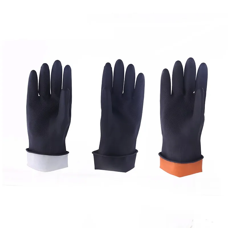 protective industrial rubber gloves black