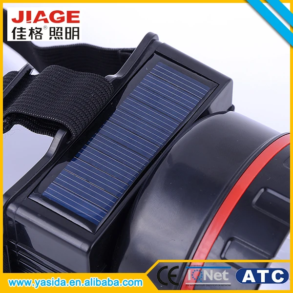 JIAGE hotselling LED rechargeable  headlamp with solar panel