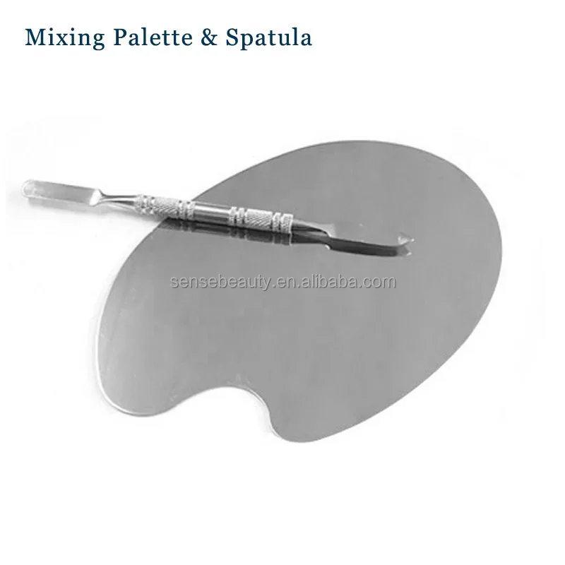 Stainless Steel Cosmetic Mixing Palette with Spatula MOQ for Logo by Laser