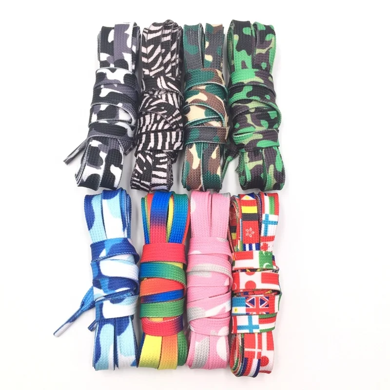 Factory Custom flat colorful printed shoe laces design in stock