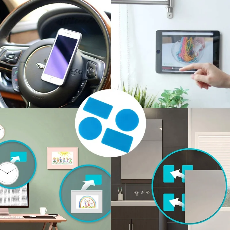 WGO Double-sided Repositional Adhesion Self Adhesive Restickable Gel Pads with PET Super Sticky Die-cuts Adhesive Pads