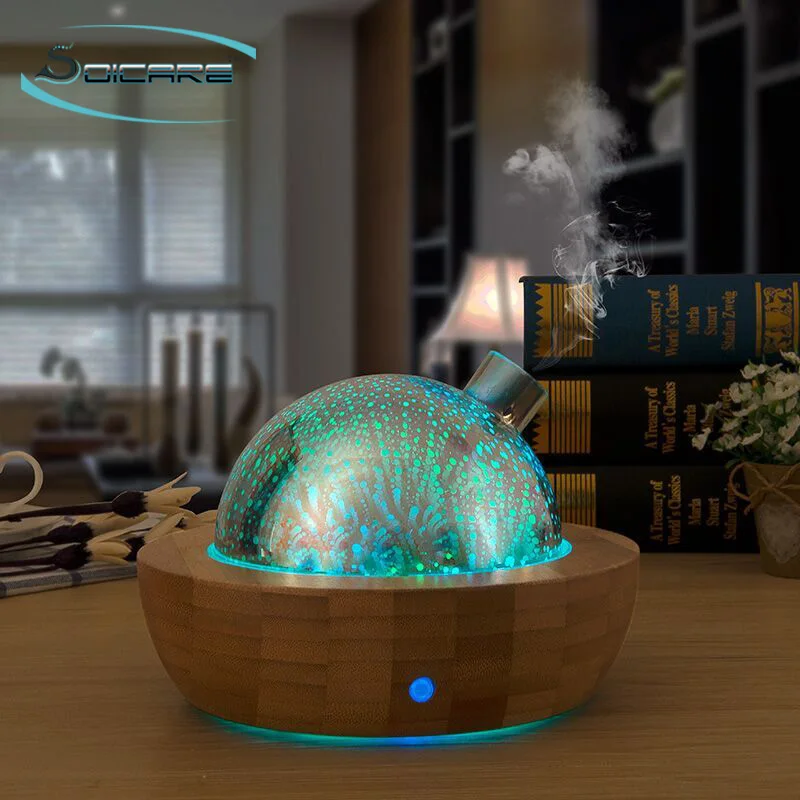 SOICARE 100ml Popular Design Bamboo Glass Essential Oil Aroma Diffuser Humidifier for Gift