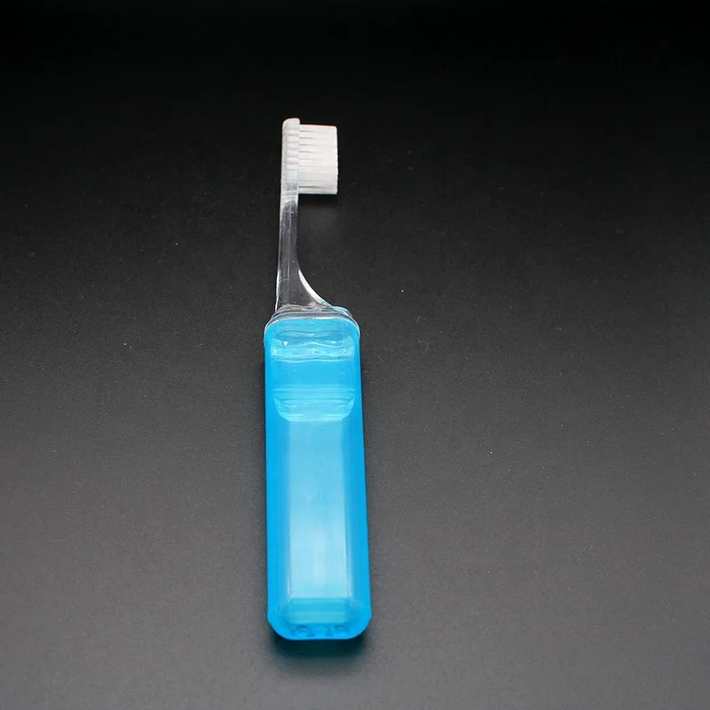 
OEM Mini Adult Travel Foldable Airline Toothbrush Kit with Toothpaste inside Folding Hotel Toothbrush Case 