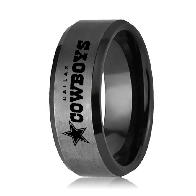 Sport Jewelry Dallas Cowboys Championship Black Tungsten Ring
