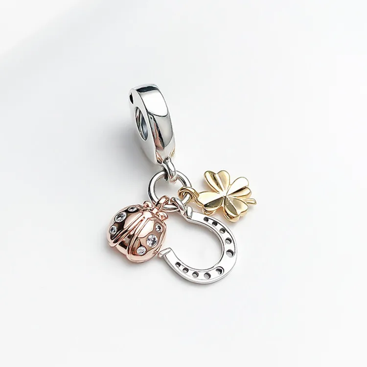 
925 sterling silver pendant 2019 new horseshoe four-leaf clover ladybug pendant 