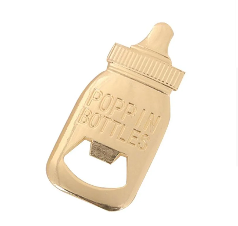 Золотистая металлическая открывалка для бутылок в форме детских бутылок, сувениры для детских праздников