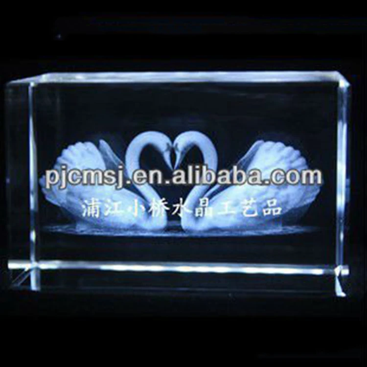 Newest Crystal 3D couple swan Laser Engraved For Loved Gifts & home decoration