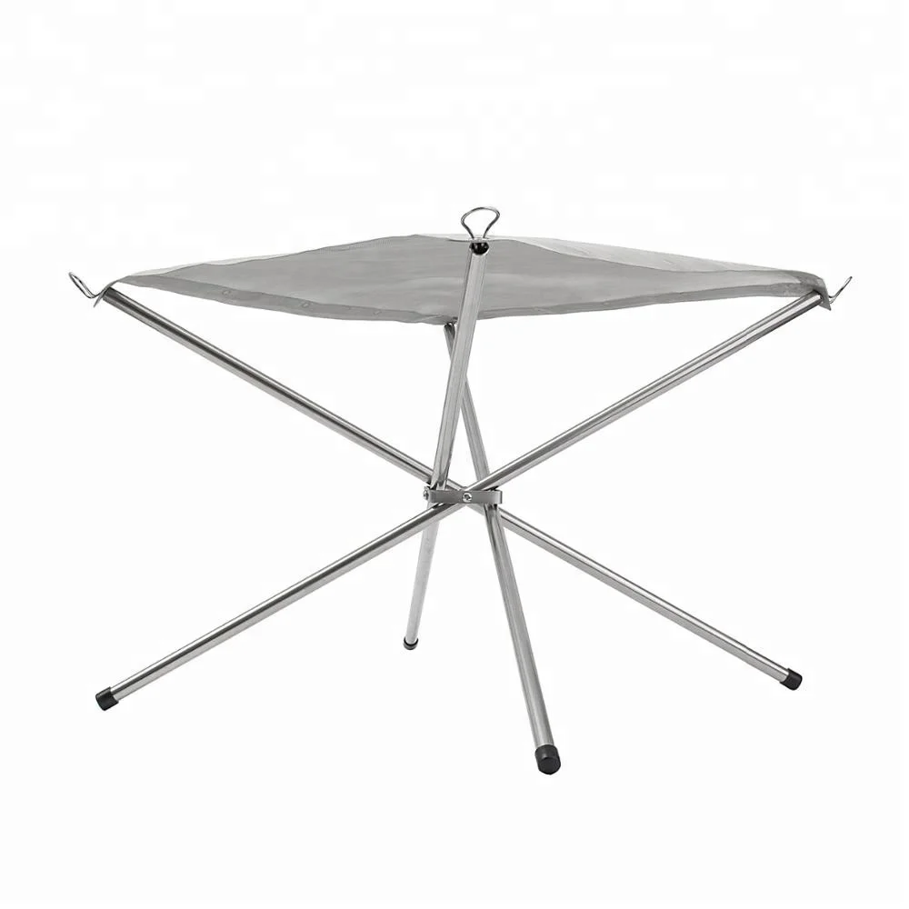 2 Size Portable Folding Collapsible Stainless Steel Mesh Yarn Sheet Fire Pit Firewood Charcoal Burning Wood Stand Rack Frame BBQ