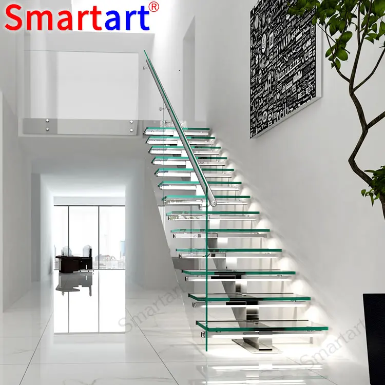 Smartart 2022  Indoor tempered glass circular staircase /outdoor fiberglass stair steps lowes