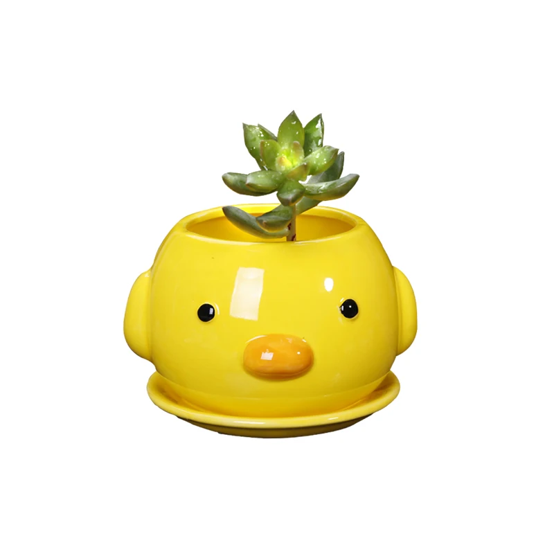Yellow Duck Hot Sale Artificial Small Flower Mini Plant Pots Succulent Ceramic Flower Pot
