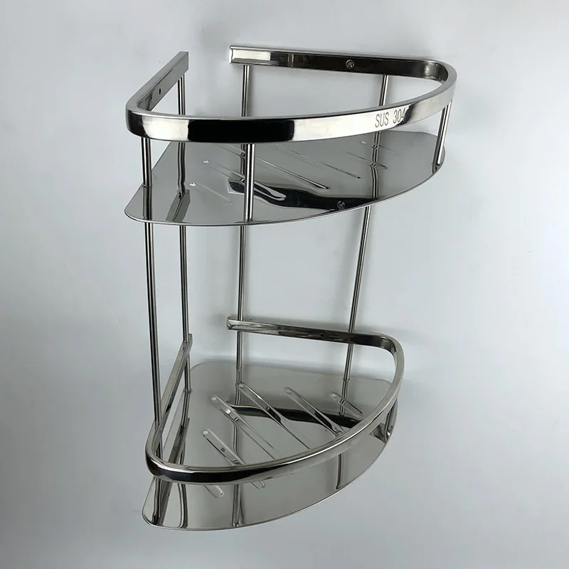 High cost performance double - layer 304 stainless steel bathroom corner rack