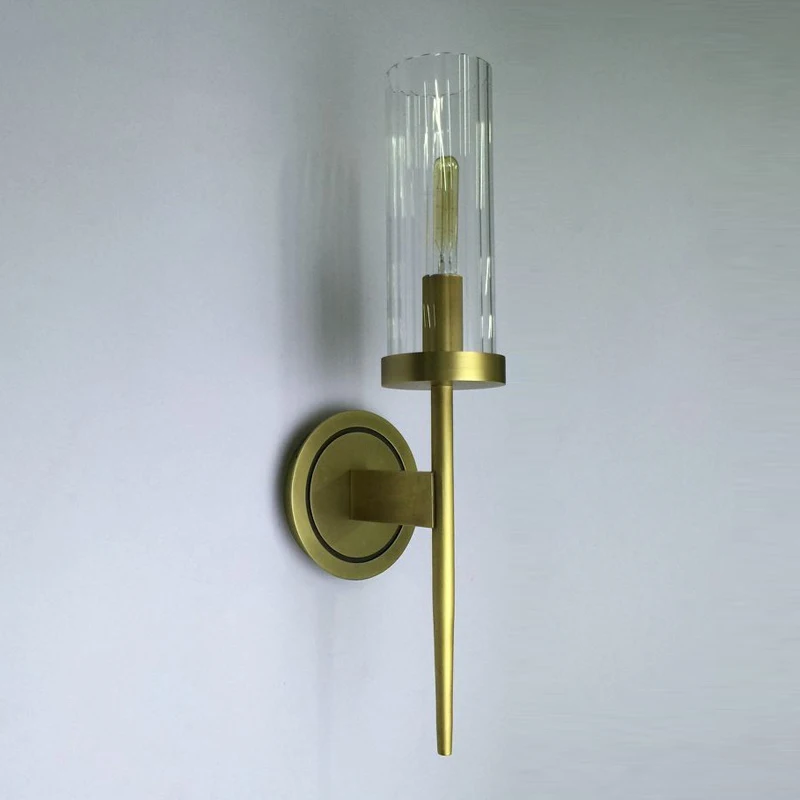 Hot sale antique brass hotel glass wall scone lights