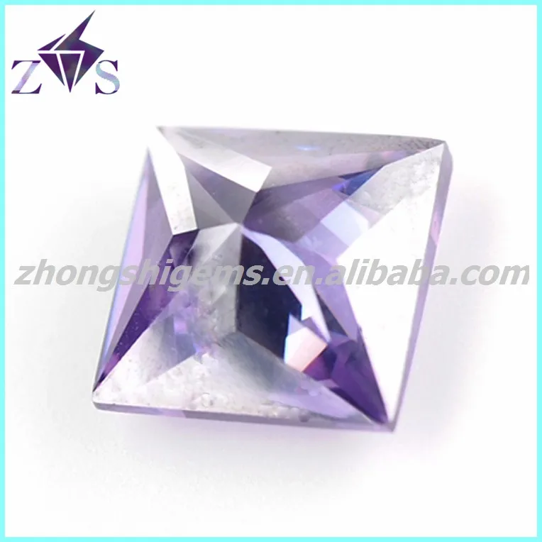 amethyst color princess cut cz loose stones
