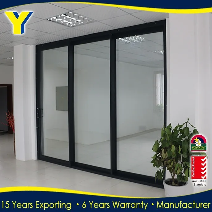 industrial window door double glass sliding door/Three Panel Sliding Glass Door