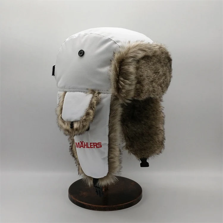 Classical Winter Russian Style Trapper Hat With Faux Fur Earflap