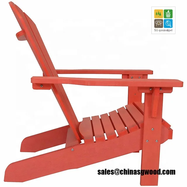 Wood Weather Adirondack Beach Chair Set of 2 with Folding Side Table, Salmon