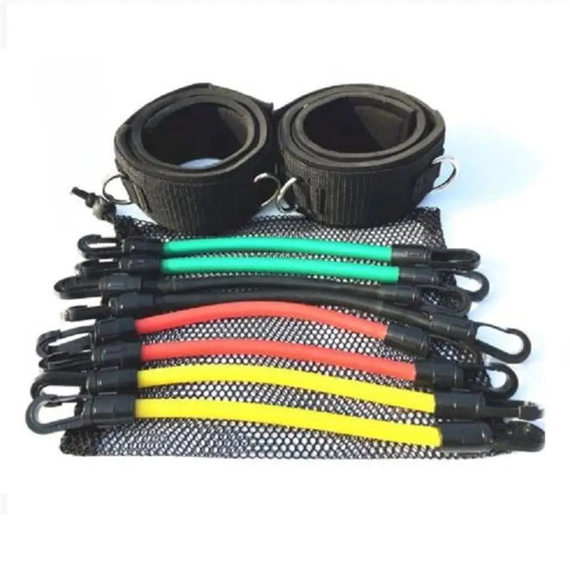 Resistance tubing bands exerciser with leg and thigh cuffs