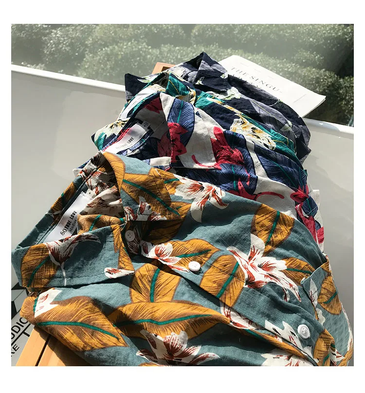 Summer Traditional Hawaiian designs mens shirt loose fit designer hawaiian shirt hibiscus patterns