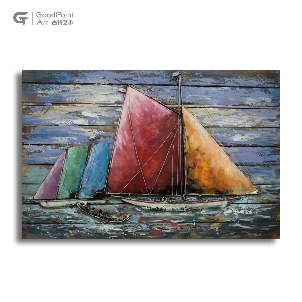 
Promotional rustic home decor artwork handpainted oil painting frames cheap 3d metal painting 