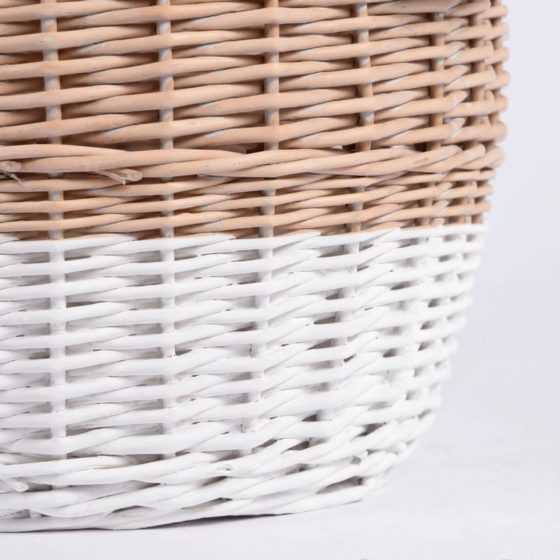 Jute Rope Large Round Belly Woven Rattan Garden Plant Storage Bin Willow Wicker Basket Laundry Gift Hampers With Handles
