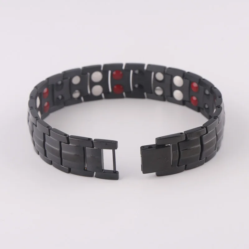 Black Plated Fashion Health Energy 316L Stainless Steel Magnetic Bio Bracelet