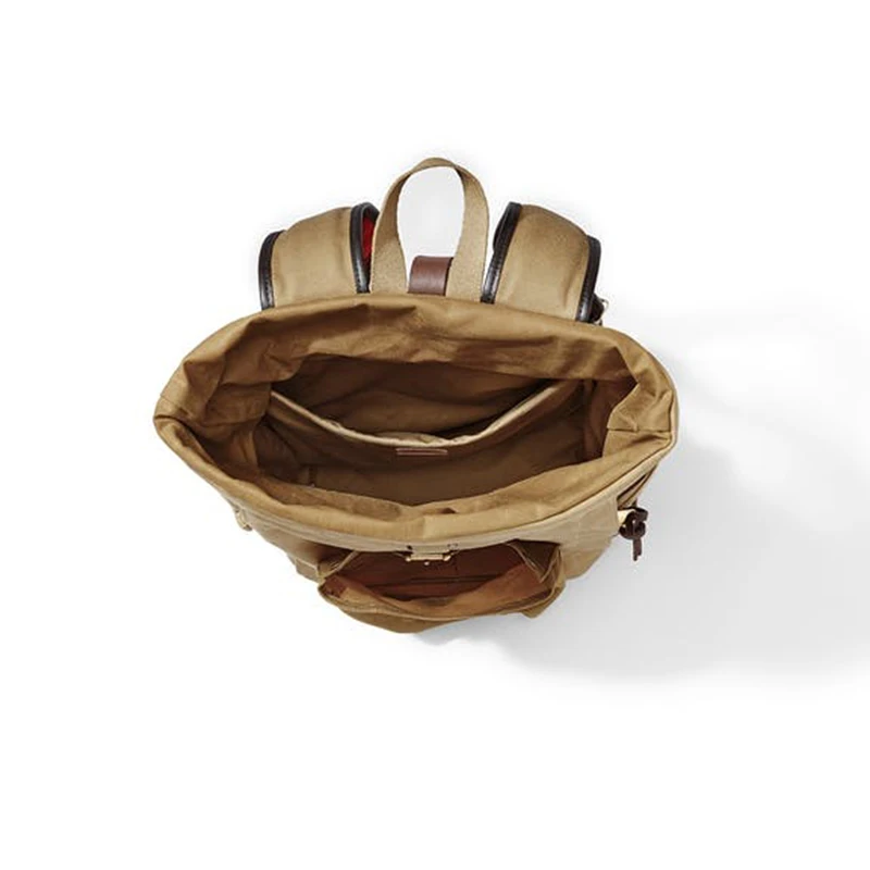 Vintage men cotton canvas rolltop backpack travel hiking rucksack