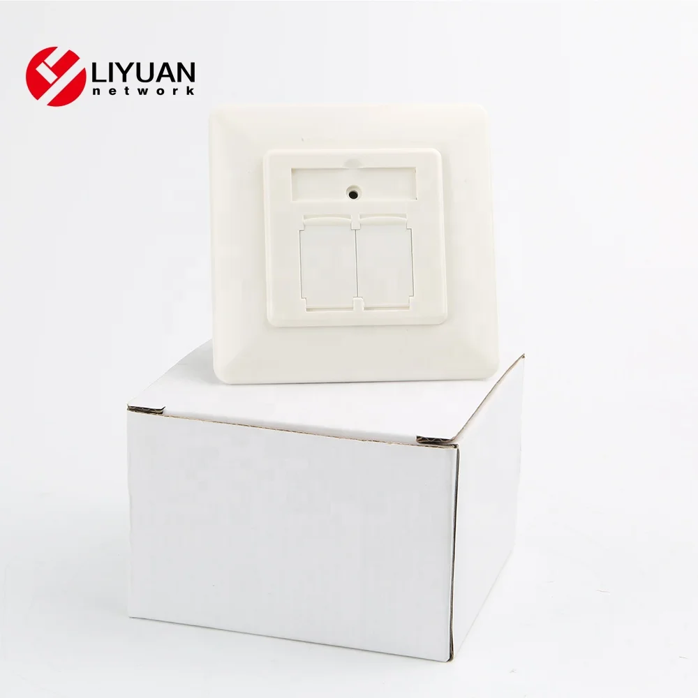 Размер 80x80 мм, лицевая панель, 2 порта, немецкий тип STP rj45, настенная розетка