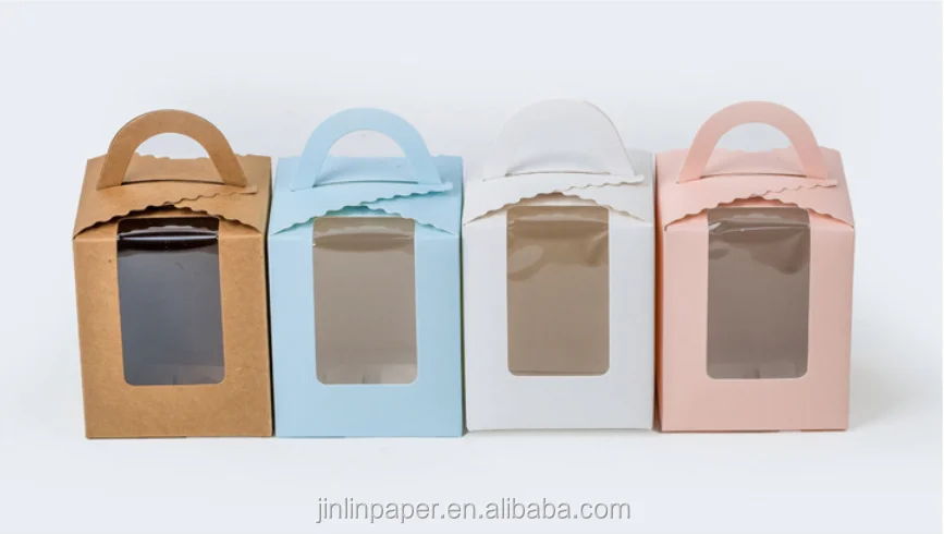 
Factory Cheap Paper Muffin Cake Box With Handle Single Divider 