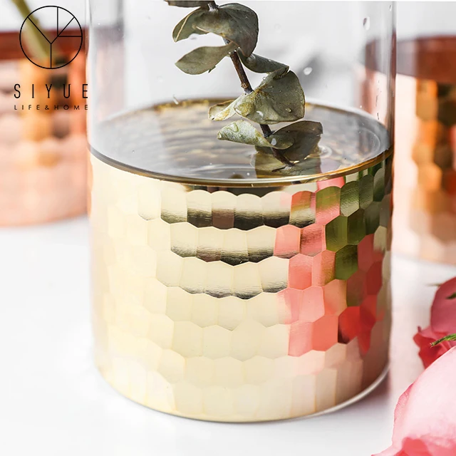 Wholesale New Nice Glass Vase Gold Flower Vase for Home Decoration and Wedding  1911