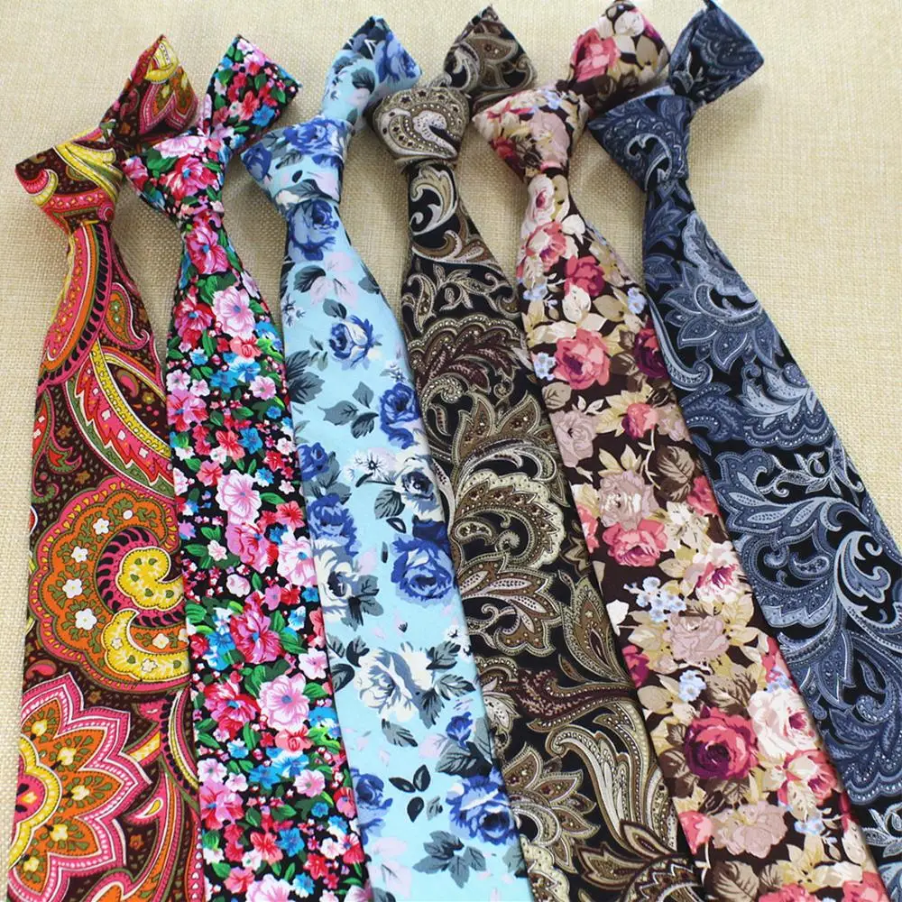 Хлопковый Галстук Пейсли, Мужской Хлопковый галстук с цветочным принтом для свадебной вечеринки