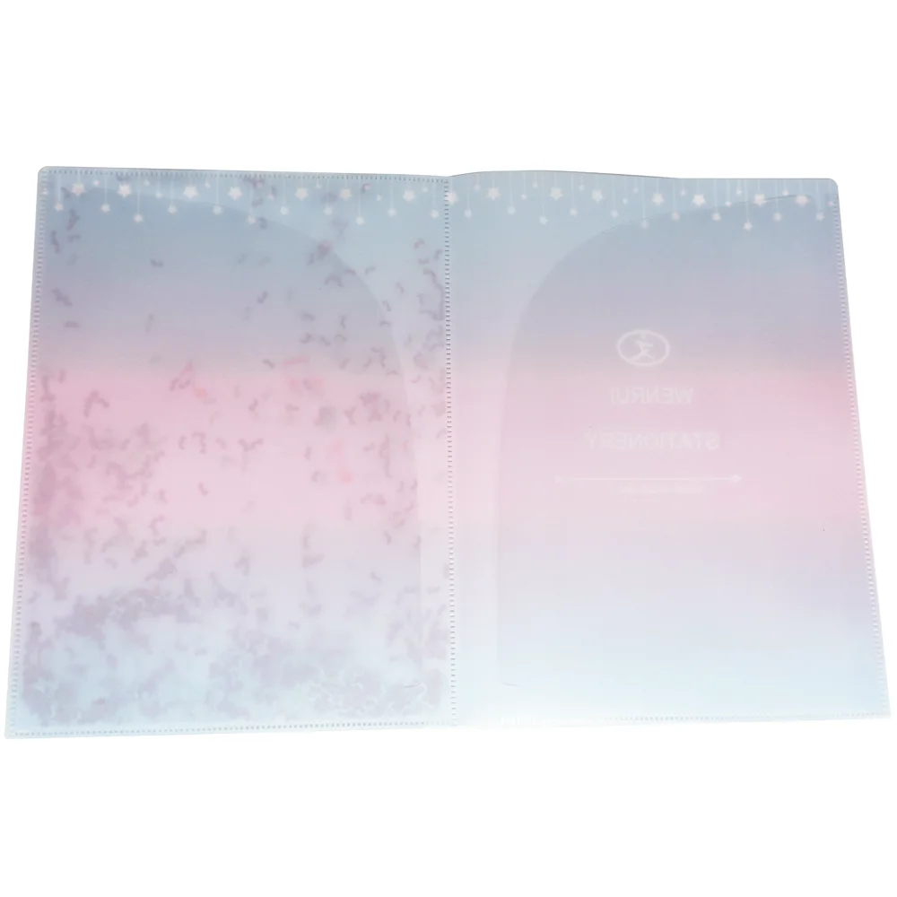 Sequin File PP Plastic 2 Pocket File Folder with Music Note Sequin Cover for Office School Stationery