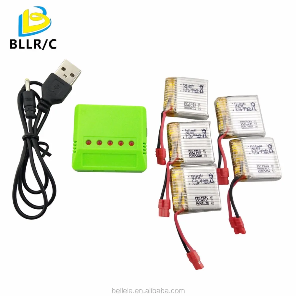 5PCS 3,7 V 380mah перезаряжаемые литий-полимерный аккумулятор и зеленый цвет 5 в 1 сбалансированное зарядное устройство для syma x21 x21w x26 D15 X10rc аккумулятор дрона