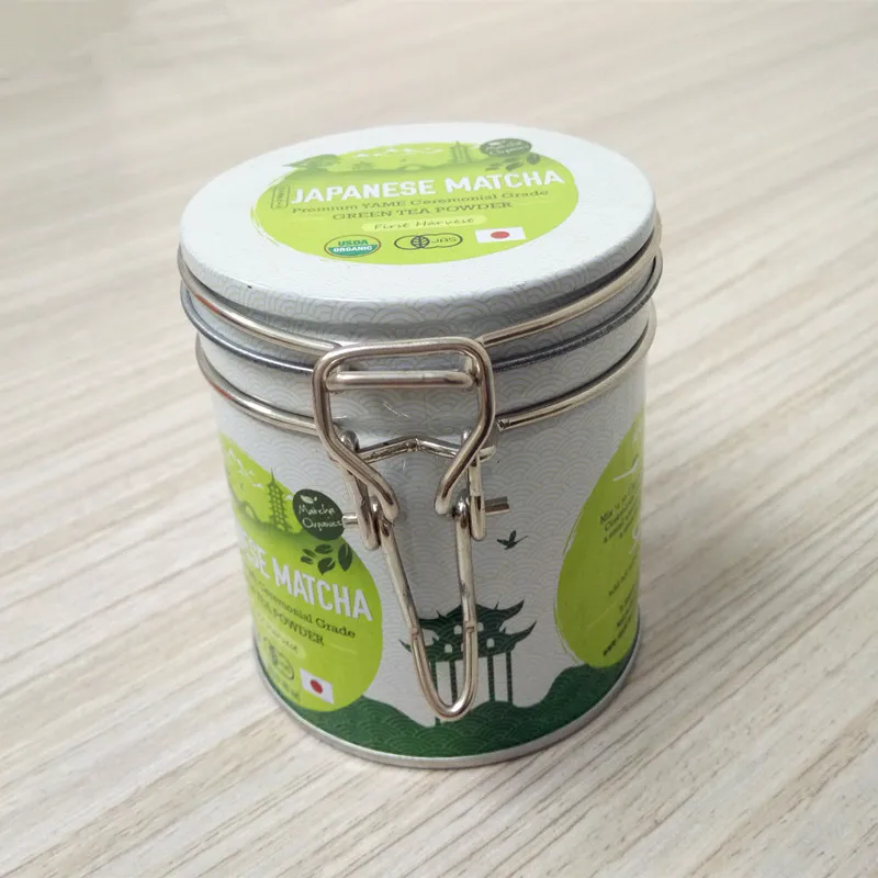 Custom Printing  Airtight Air Proof Round  Black Tea Matcha Packaging Metal Box Tin Container