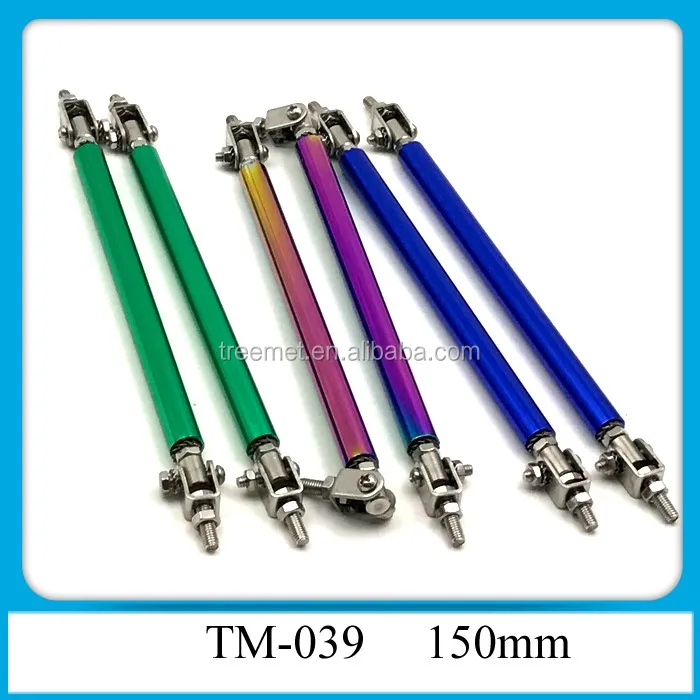 Adjustable Bumper Splitter Lip Spoiler Strut Support Rod Tie Bar BLACK