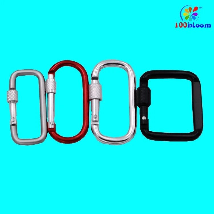 
Factory directly wholesale 5cm aluminum flat square lock carabiner as bag hook 