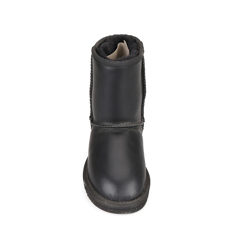 Boys gender water proof cow leather wool felt kids fur boots for girls