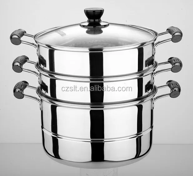 best quality three tier 26cm stainless steel steam pot dumpling for cooking