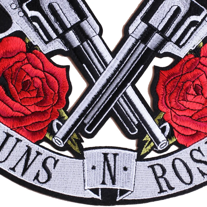 
GUGUTREE embroidery big guns rose flower patch animal cartoon patches badges applique patches for clothing ZK-62 