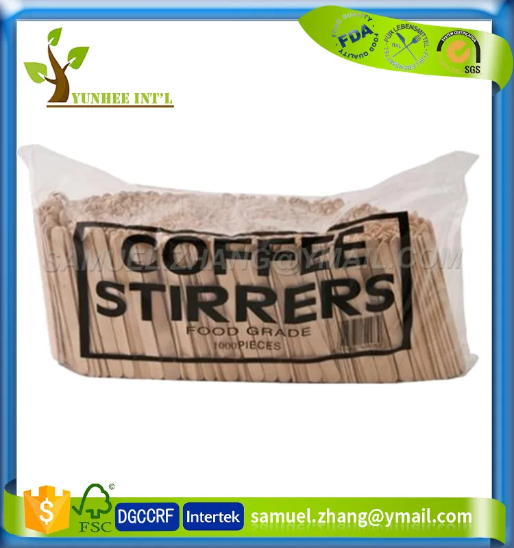 F-S-C F-D-A Approved Round End Birch Wood Coffee Stirrer