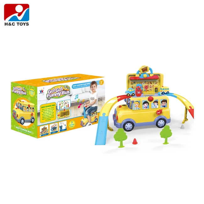 Оптовая продажа b/o Happy школьный автобус Электрический Слот автомобиль гоночный трек набор для детей HC383970