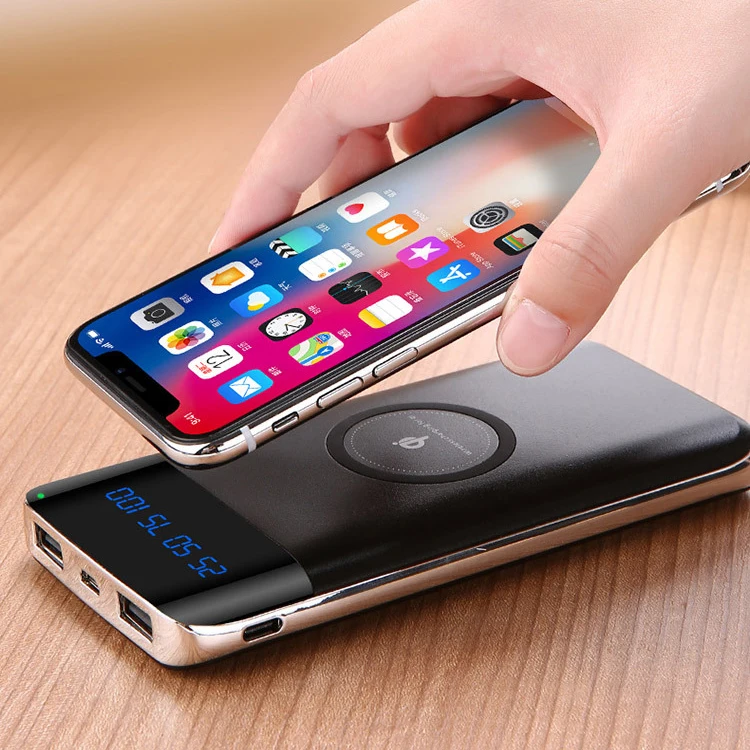
High-Speed Wireless Power Bank with LED Digital Display, 10000mAh Power Bank For iPhone X, Qi Wireless Power Bank Charger 