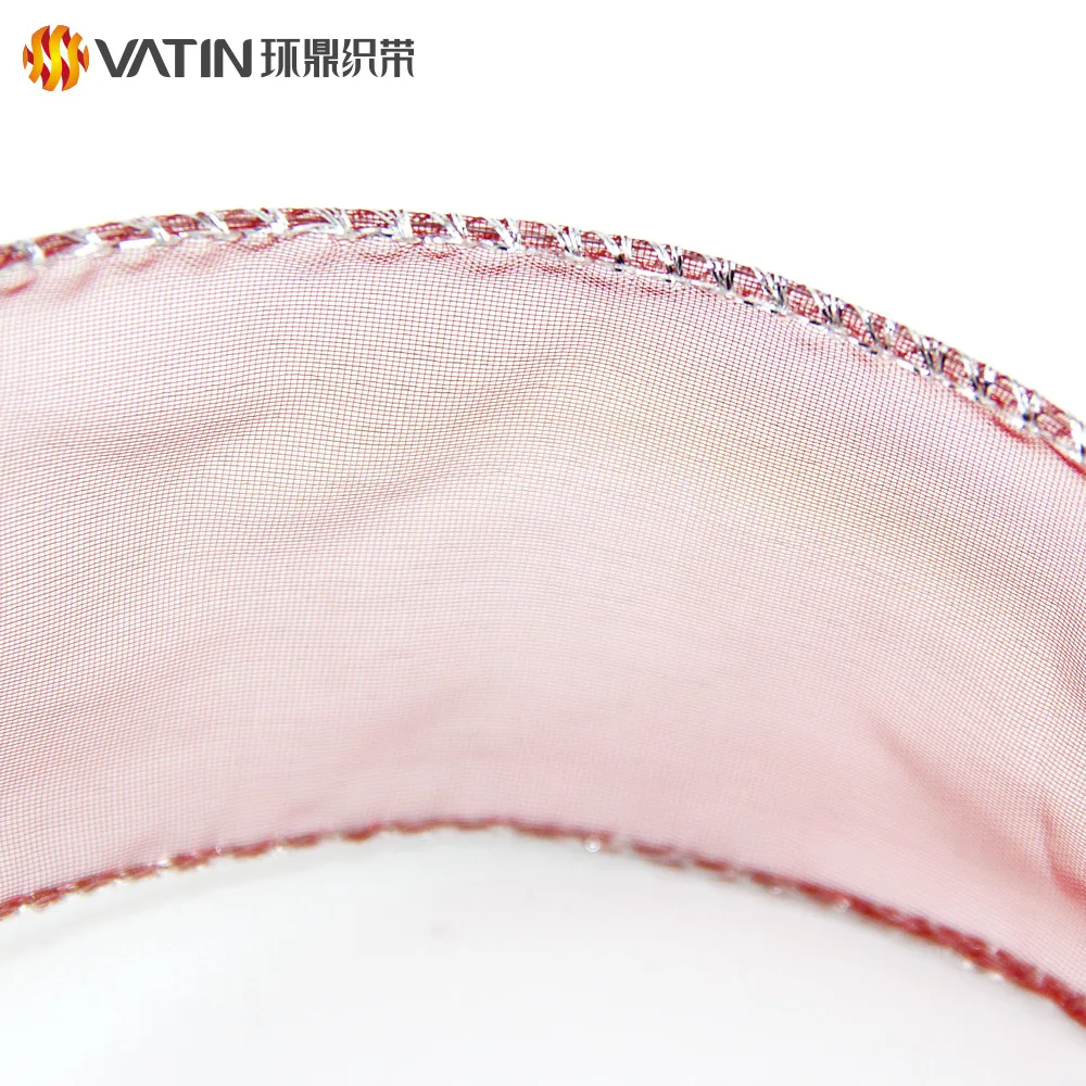 Wholesale Custom Fabric Christmas Tree Wire Edge Decorative Ribbon