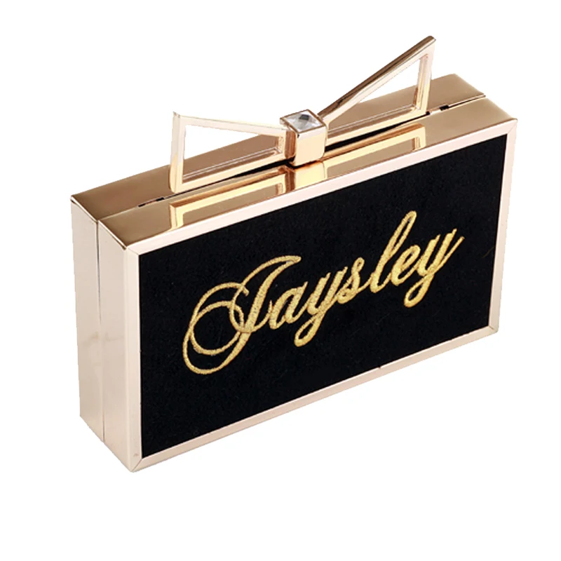 
Custom made personalized embroidered name bag women clutch bag 