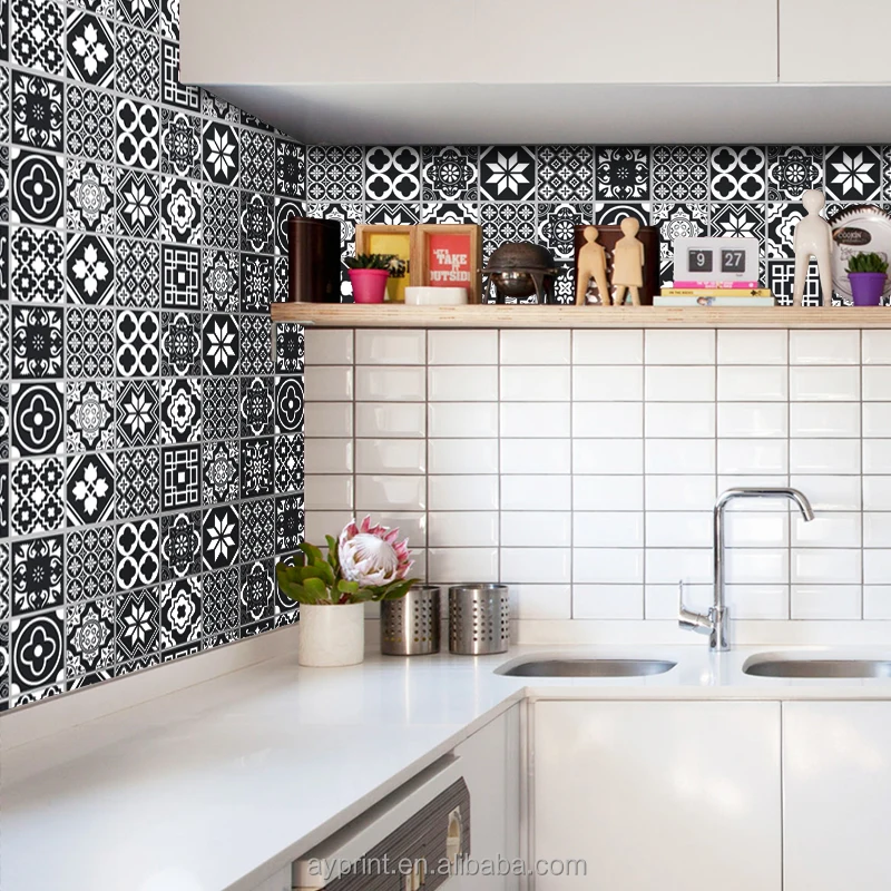 6002 Kitchen Oil Proof Mosaic Ceramic Tile Pattern Decorative Wall Sticker Removable Home Decor Vinyl Wall Decals