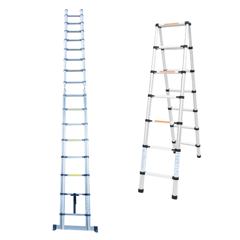 3.8m aluminium telescopic ladder with finger protection EN131 approved