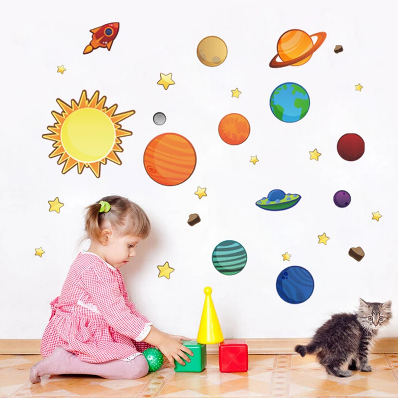 Removable kids bedroom decor space wall stickers