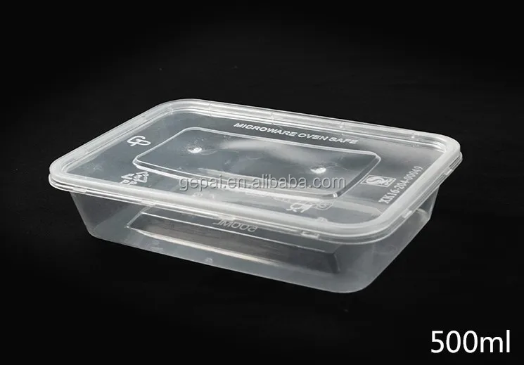 500ml Disposable Rectangular Plastic PP Material Food Storage Box Eco-Friendly Dishwasher Safe for Lunch Packing Includes Lids
