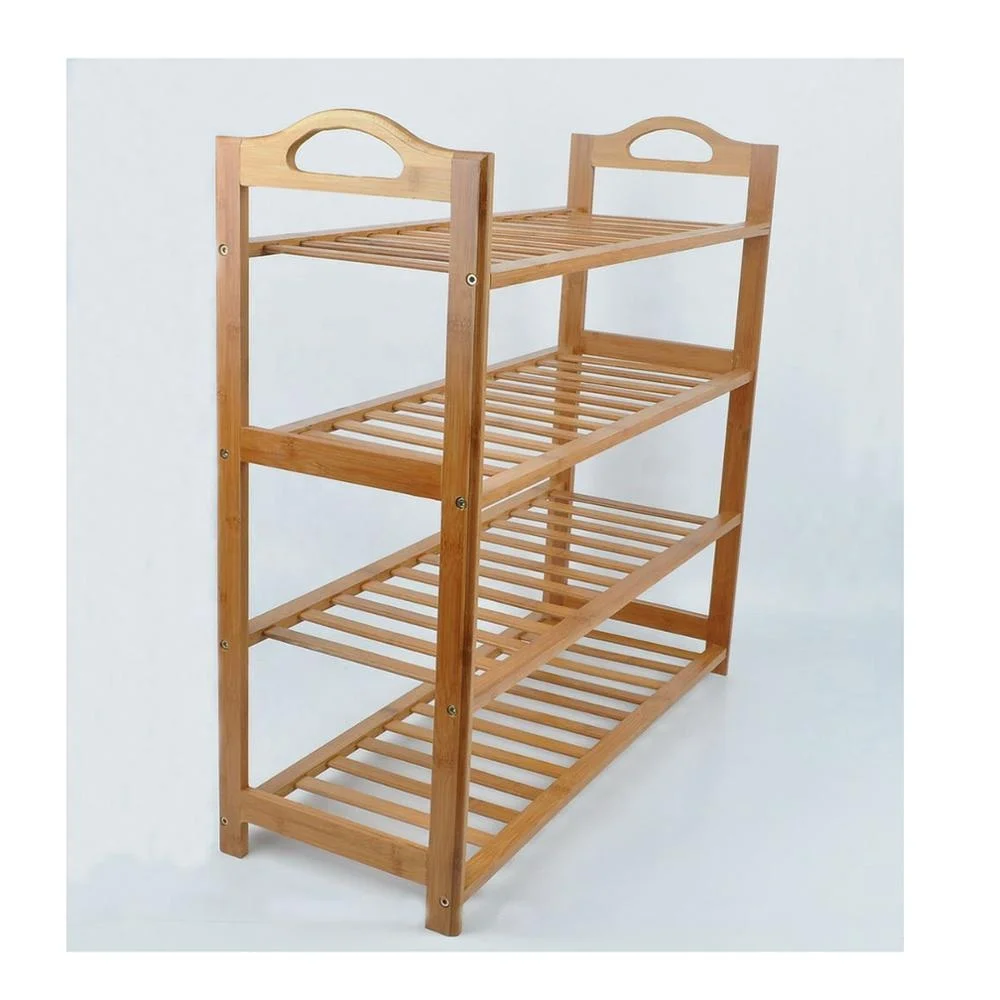 Бамбуковая деревянная полка для обуви с 4 шинами и